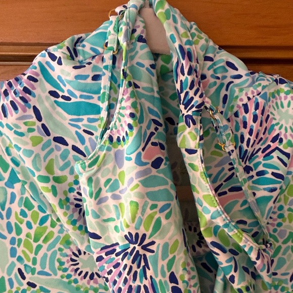 Lilly Pulitzer Dress Lilshield UPF 50+ Blue Ibiza Open Water Blue Green size XL - Picture 5 of 11
